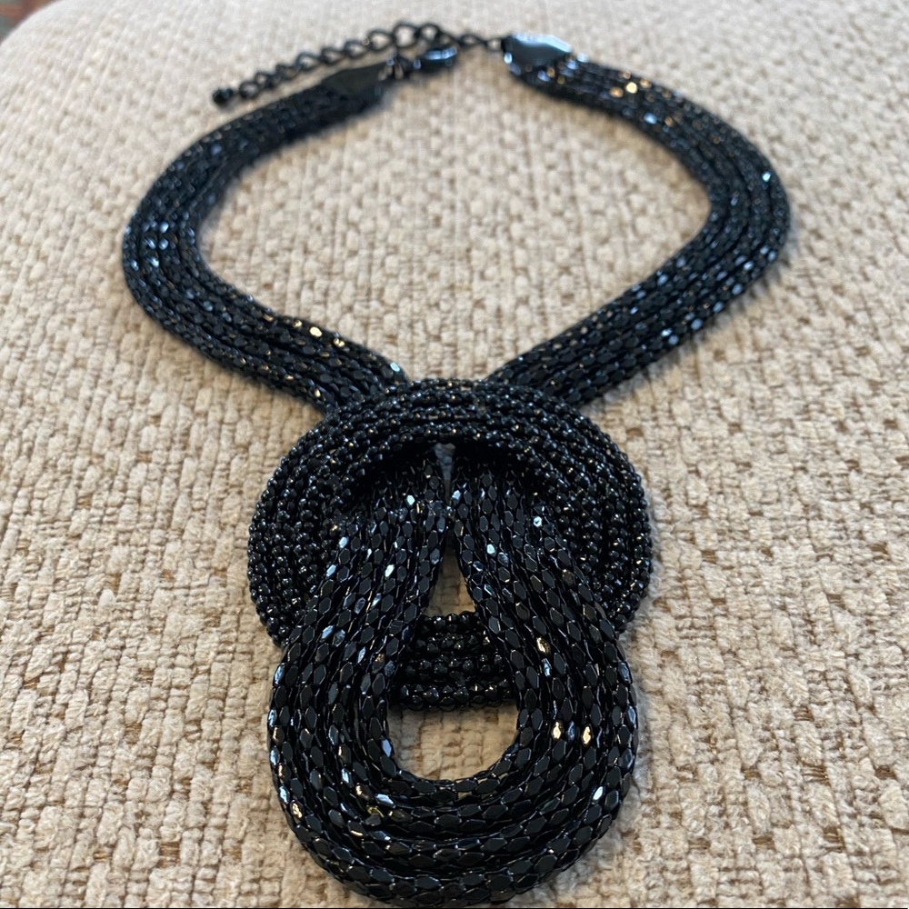 Express Black Knot Metallic Statement Necklace - image 2
